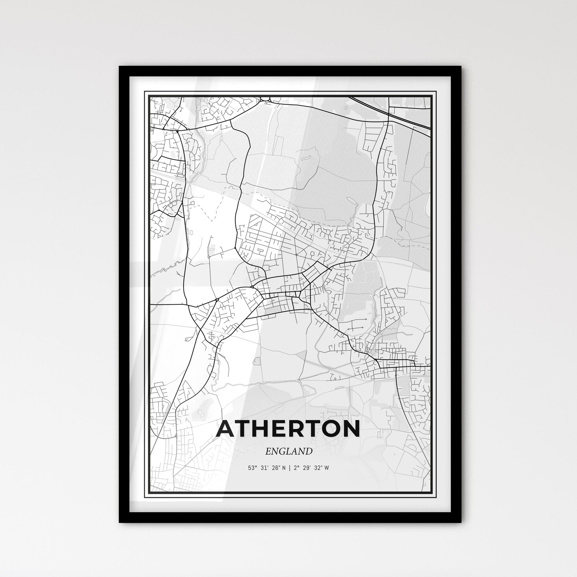 Atherton England - Scandinavian Style City Map for Modern Home Decor