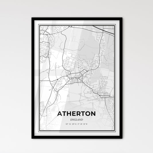 Atherton England - Scandinavian Style City Map for Modern Home Decor