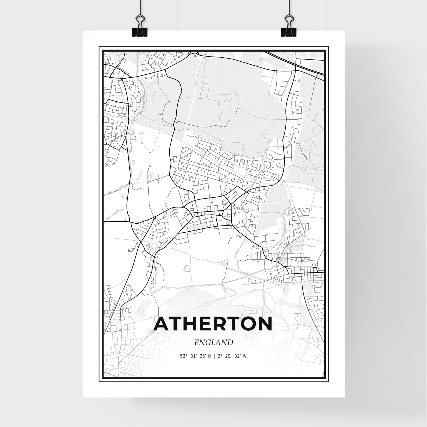 Atherton England - Premium City Map Poster