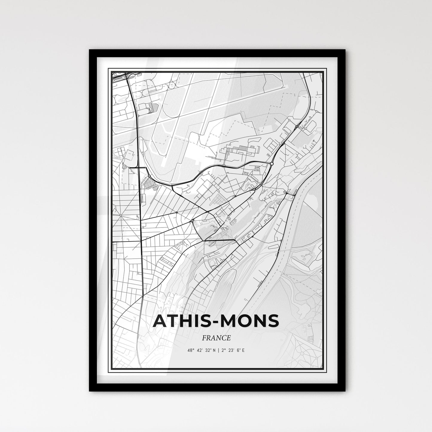 Athis-Mons France - Scandinavian Style City Map for Modern Home Decor