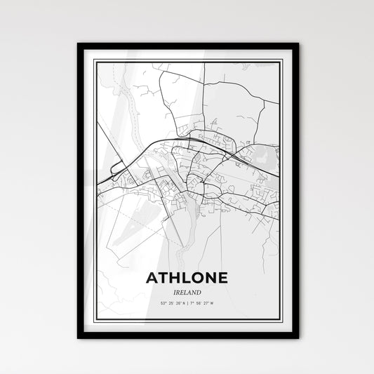 Athlone Ireland - Scandinavian Style City Map for Modern Home Decor