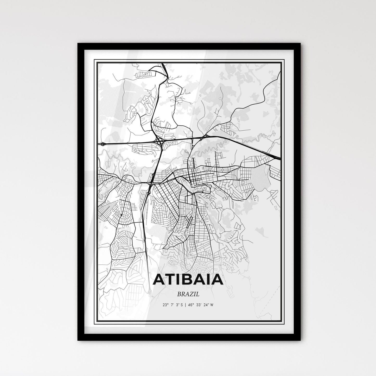 Atibaia Brazil - Scandinavian Style City Map for Modern Home Decor