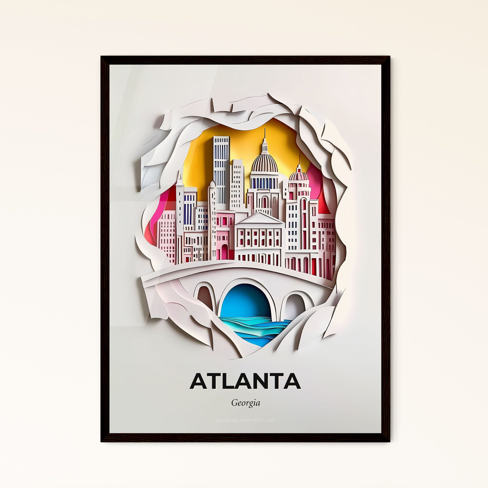 Vivid Atlanta, Georgia - a paper cut of a city with a bridge