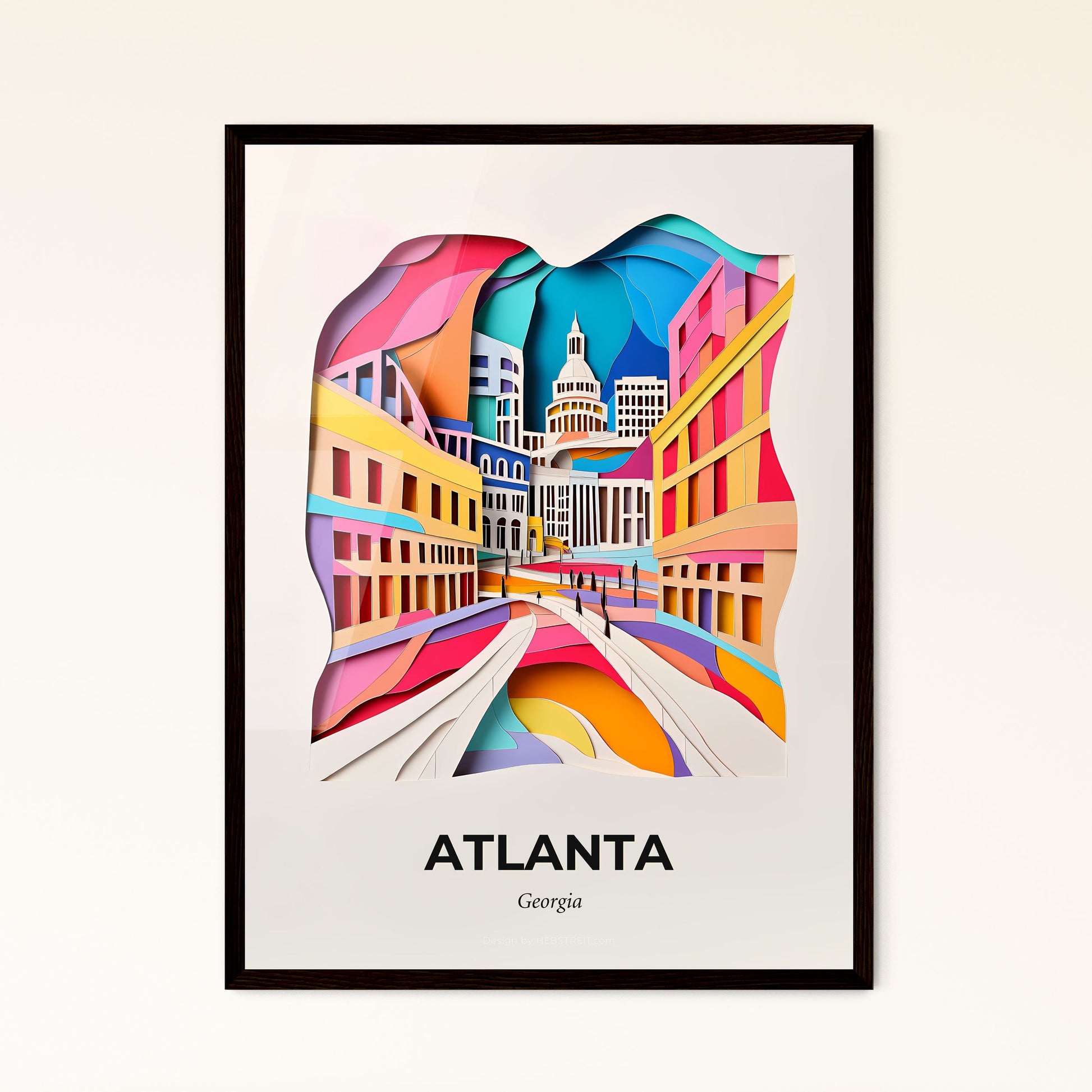 Vivid Atlanta, Georgia - a paper cut of a city with a clock tower