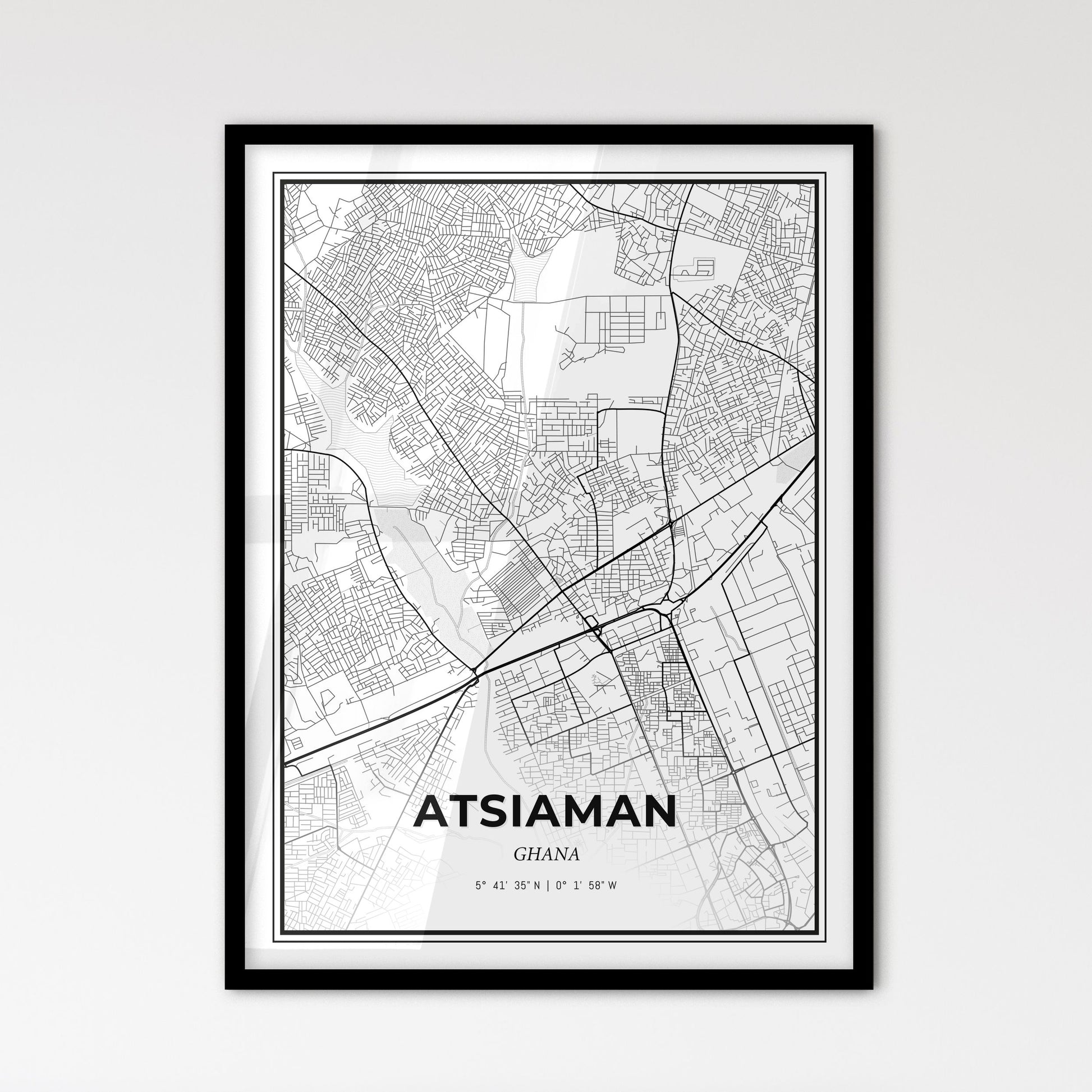 Atsiaman Ghana - Scandinavian Style City Map for Modern Home Decor