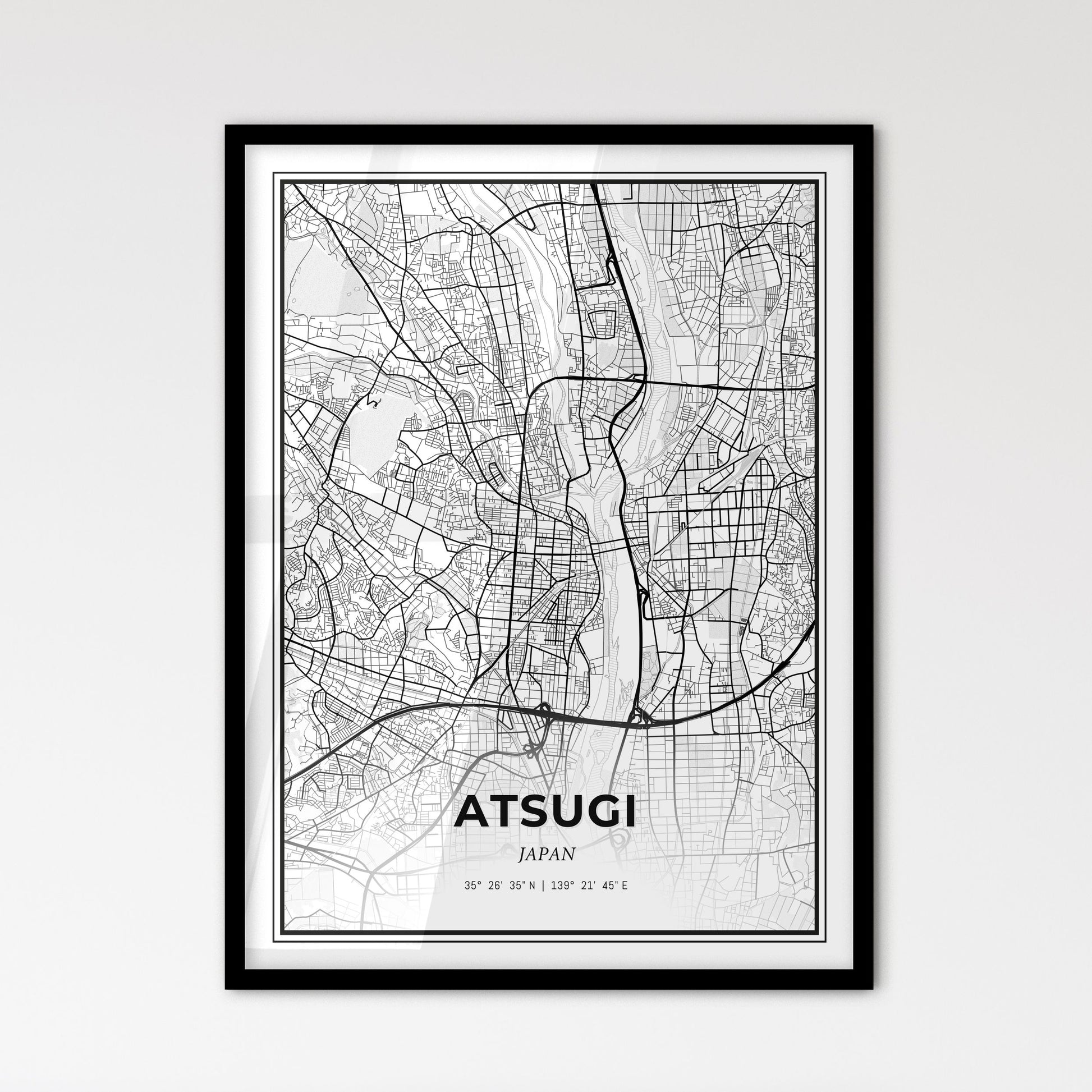 Atsugi Japan - Scandinavian Style City Map for Modern Home Decor