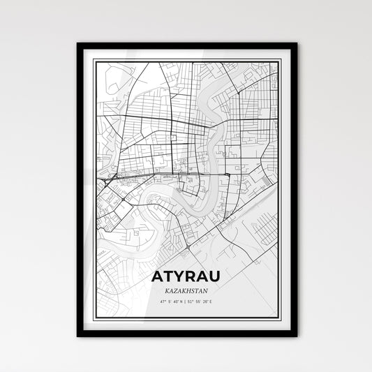 Atyrau Kazakhstan - Scandinavian Style City Map for Modern Home Decor