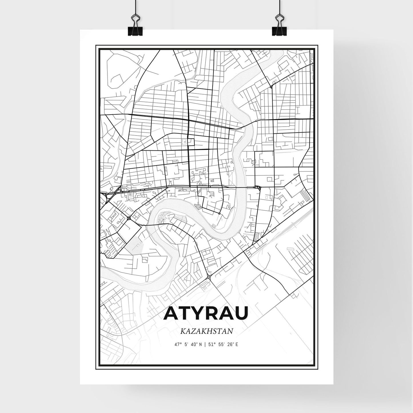 Atyrau Kazakhstan - Premium City Map Poster