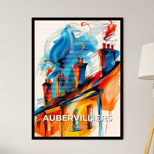 Vibrant Aubervilliers, France - A Painting Of A House With Smoke Coming Out Of It