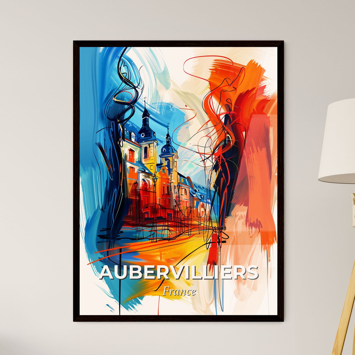 Vibrant Aubervilliers, France - A Painting Of A Building