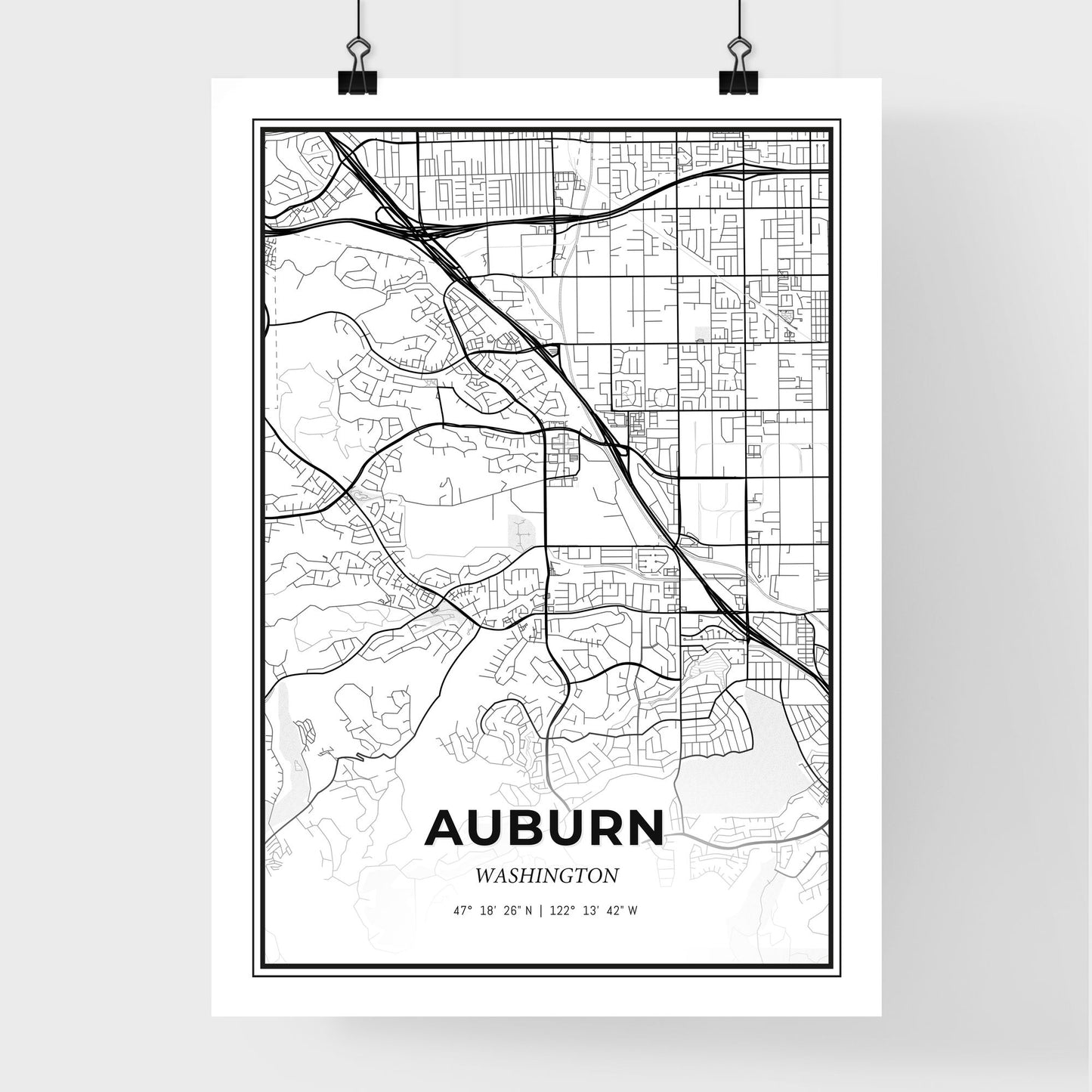 Auburn Washington - Premium City Map Poster