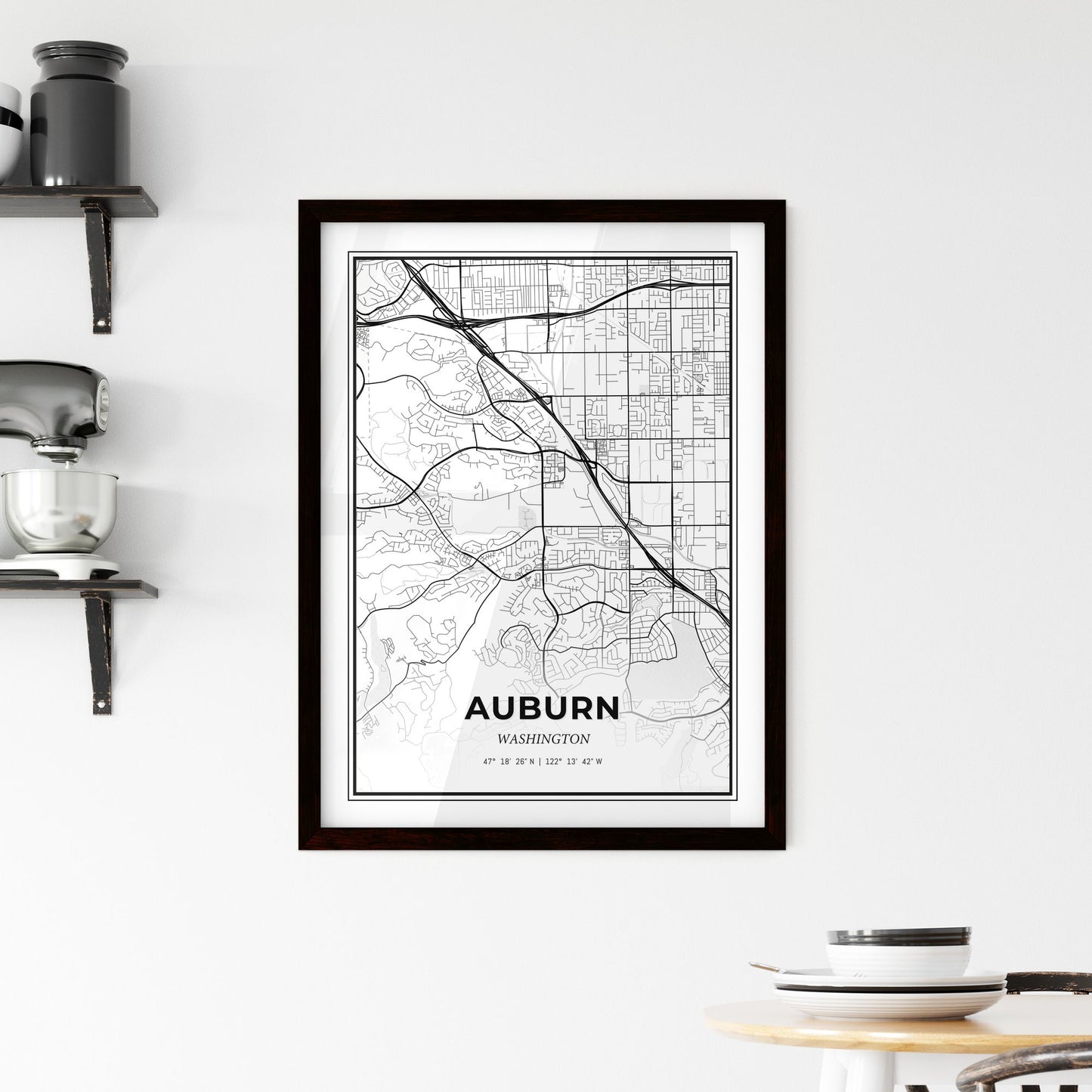 Auburn Washington - Minimal City Map