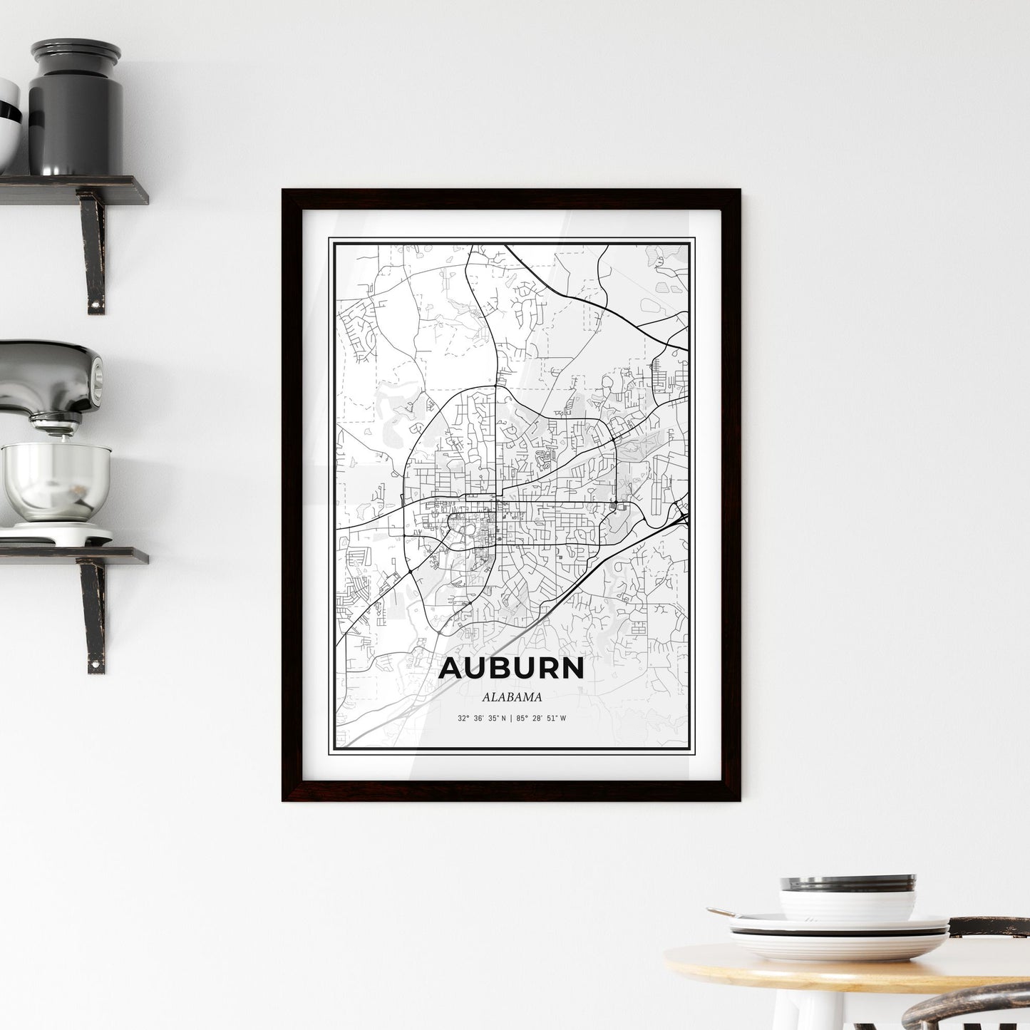 Auburn Alabama - Minimal City Map