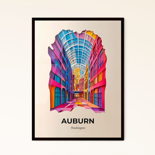 Vivid Auburn, Washington - a colorful city street with a large cut out of it