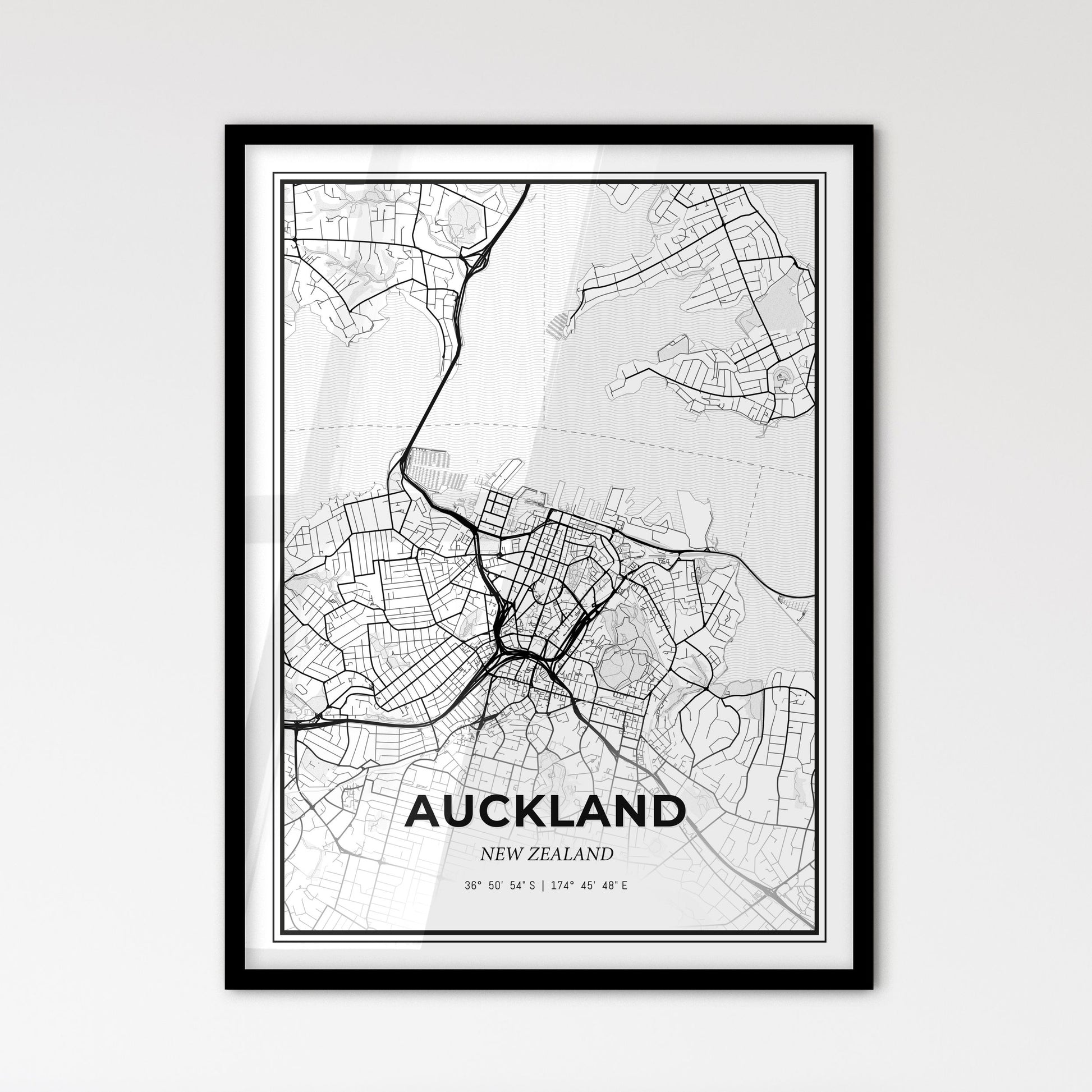 Auckland New Zealand - Scandinavian Style City Map for Modern Home Decor