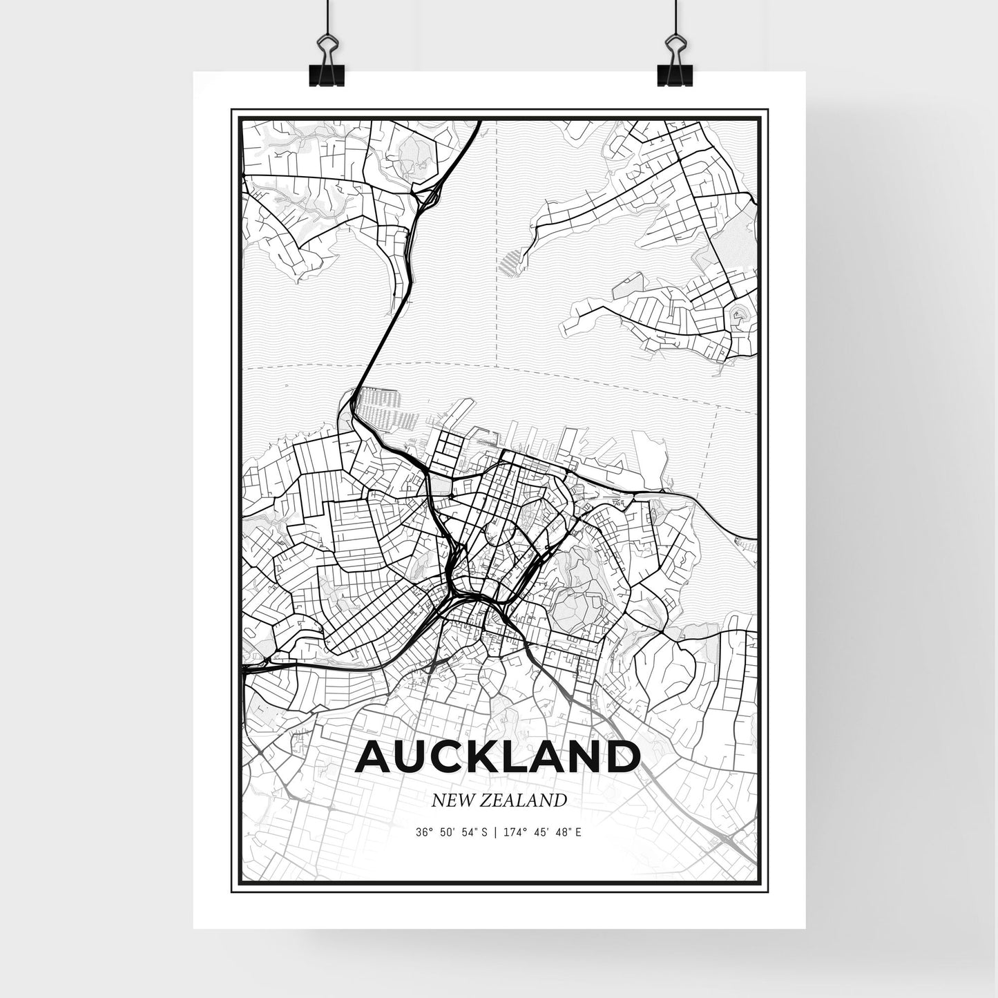 Auckland New Zealand - Premium City Map Poster