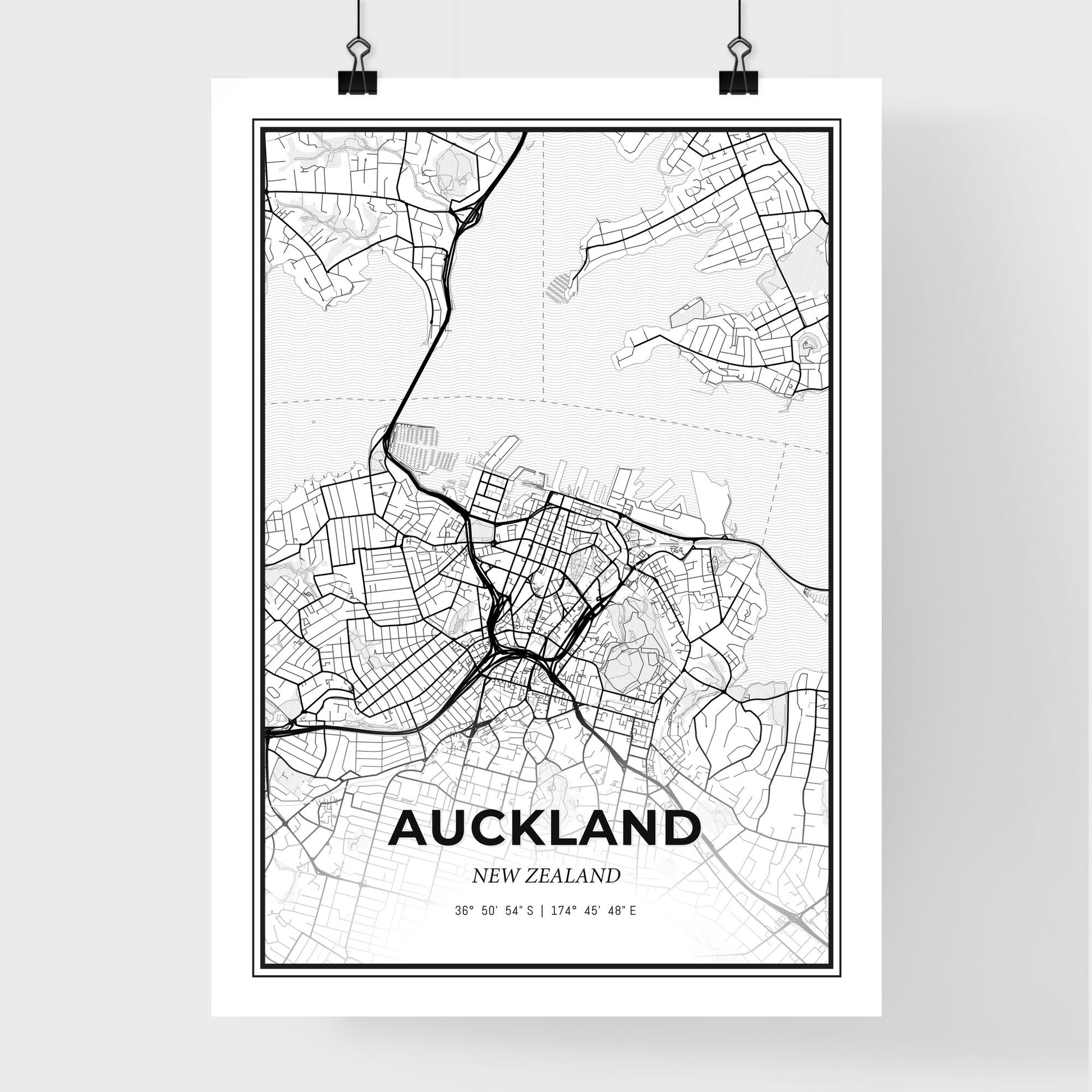 Auckland New Zealand - Premium City Map Poster