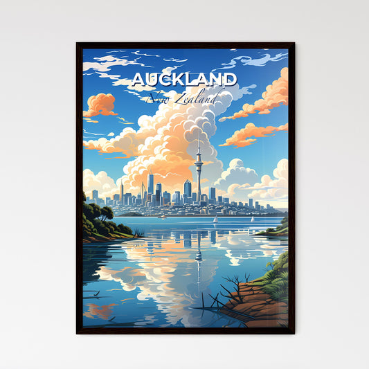 Vibrant Canvas Depiction of Auckland Skyline with Dramatic Cloudscape Default Title