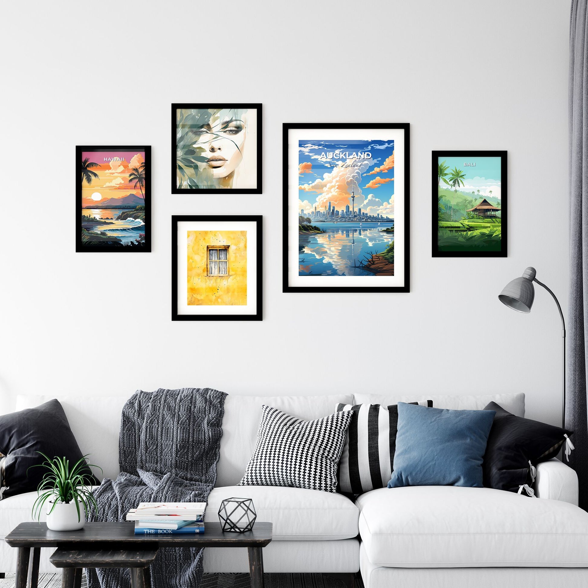 Vibrant Canvas Depiction of Auckland Skyline with Dramatic Cloudscape Default Title