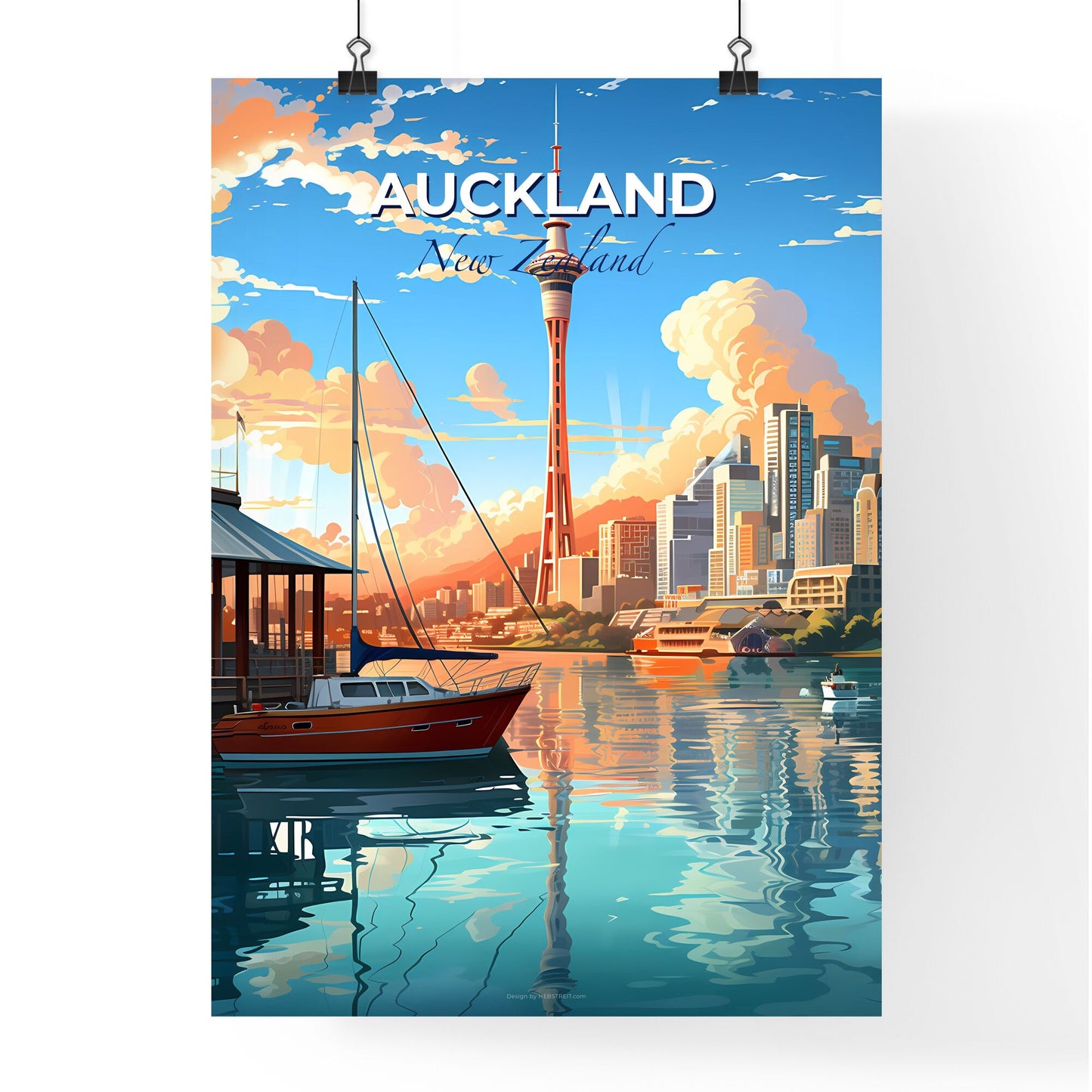 Auckland Skyline Cityscape Painting Vibrant Urban Art Modern Cityscape Default Title