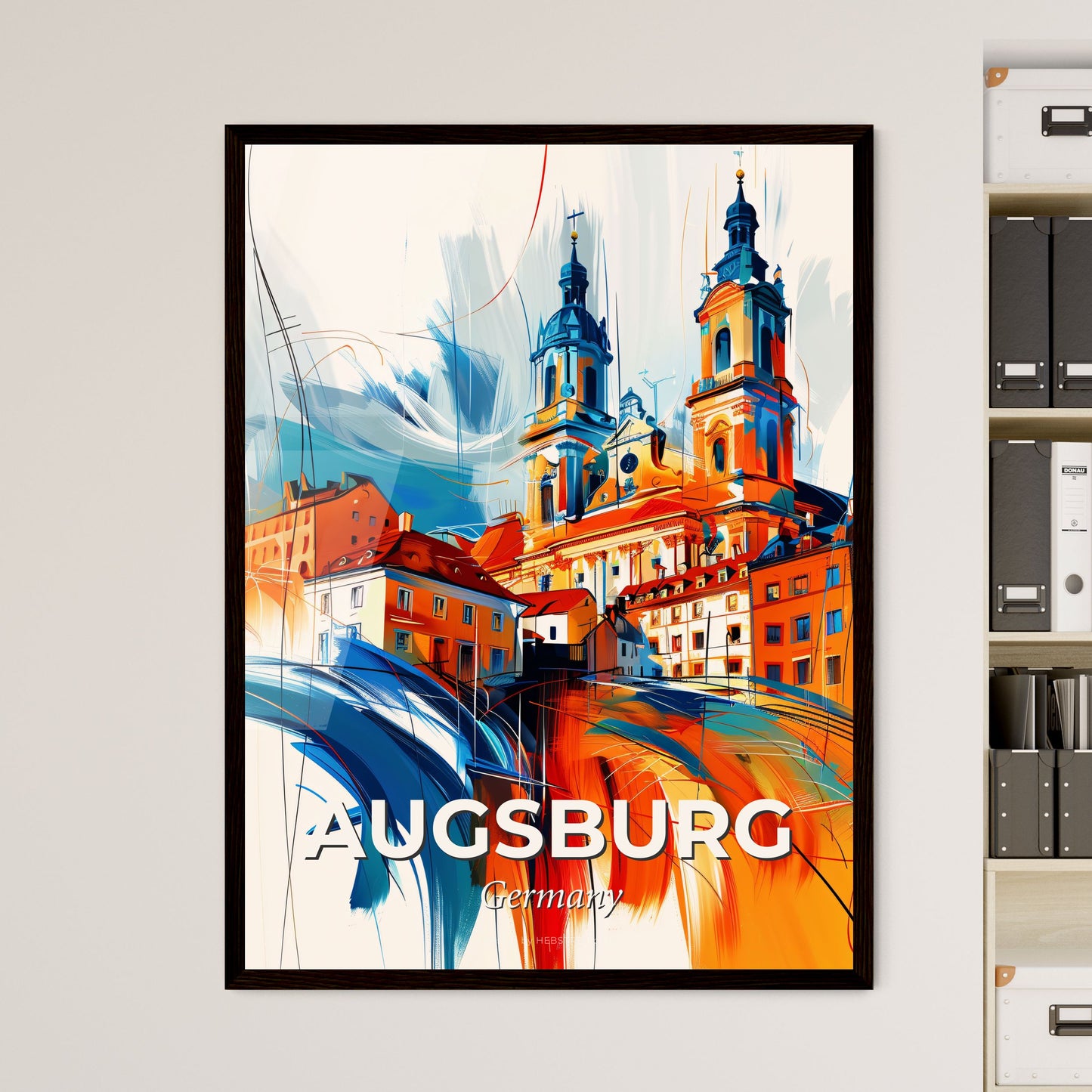 Vibrant Augsburg, Germany - A Painting Of A Building