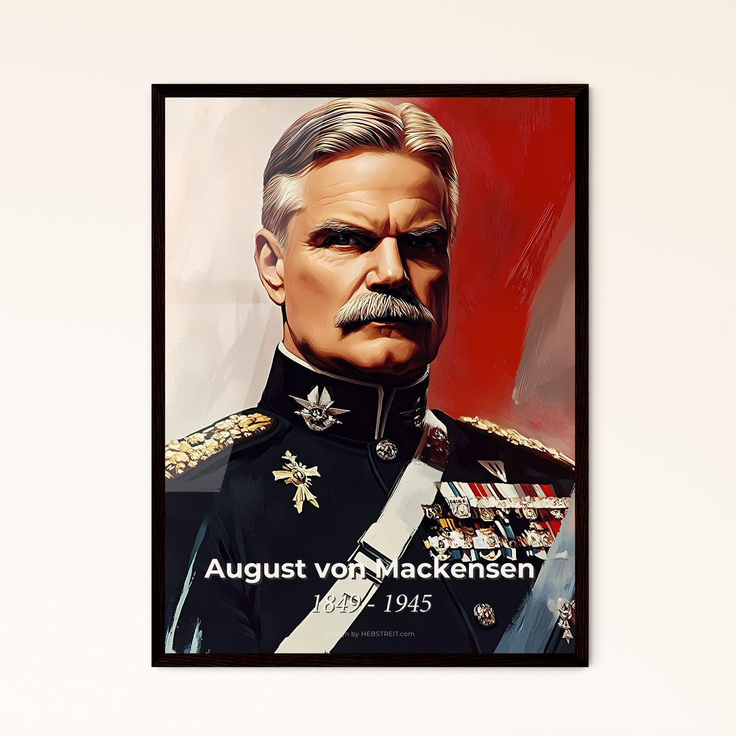 Portrait of August von Mackensen, 1849 - 1945. Impressionistic painting of a man in a military uniform.