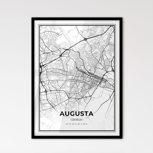 Augusta Georgia - Scandinavian Style City Map for Modern Home Decor