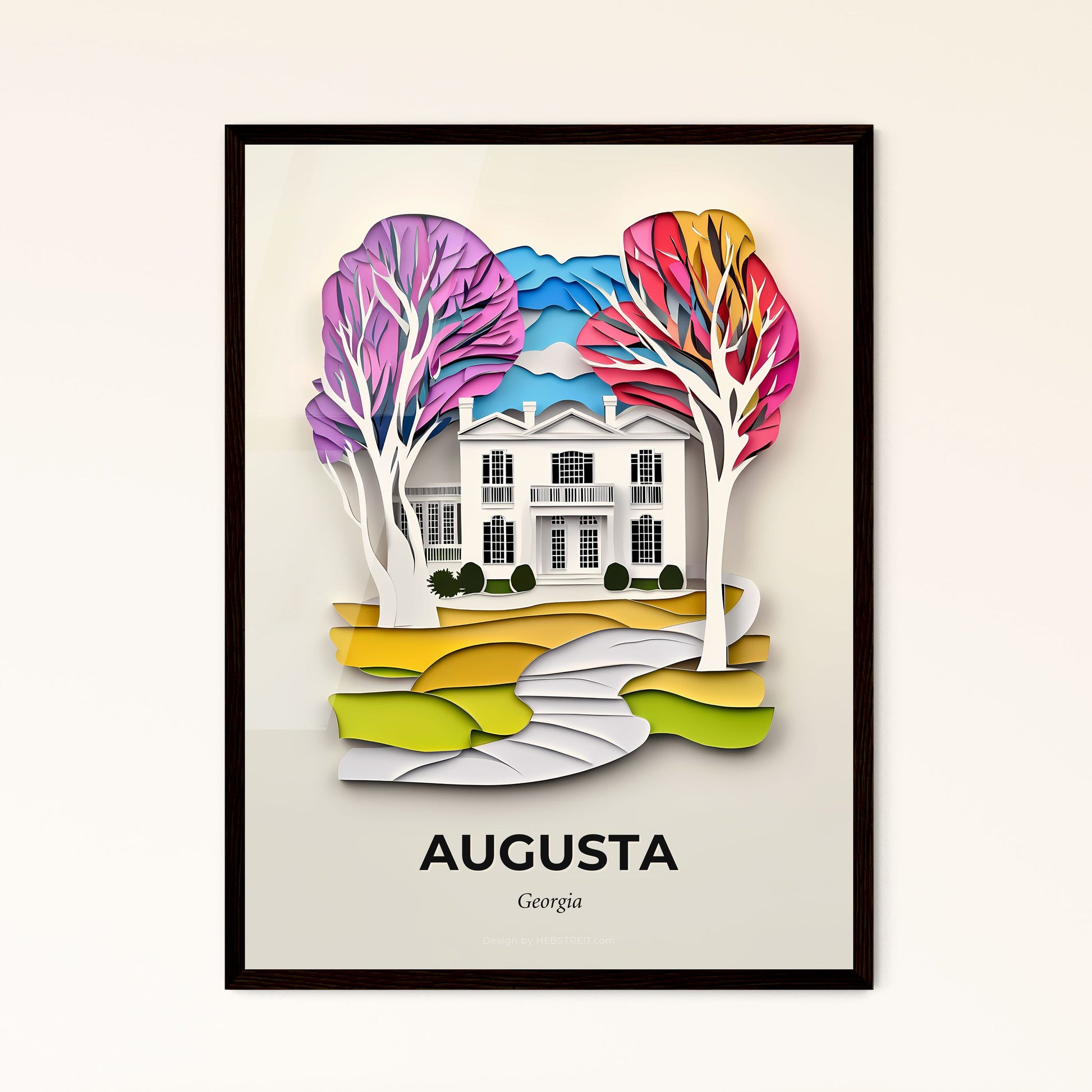 Vivid Augusta, Georgia - a paper cut of a house and trees