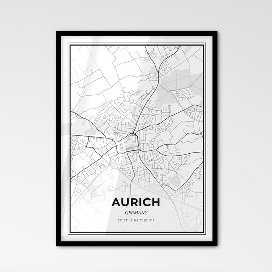 Aurich Germany - Scandinavian Style City Map for Modern Home Decor