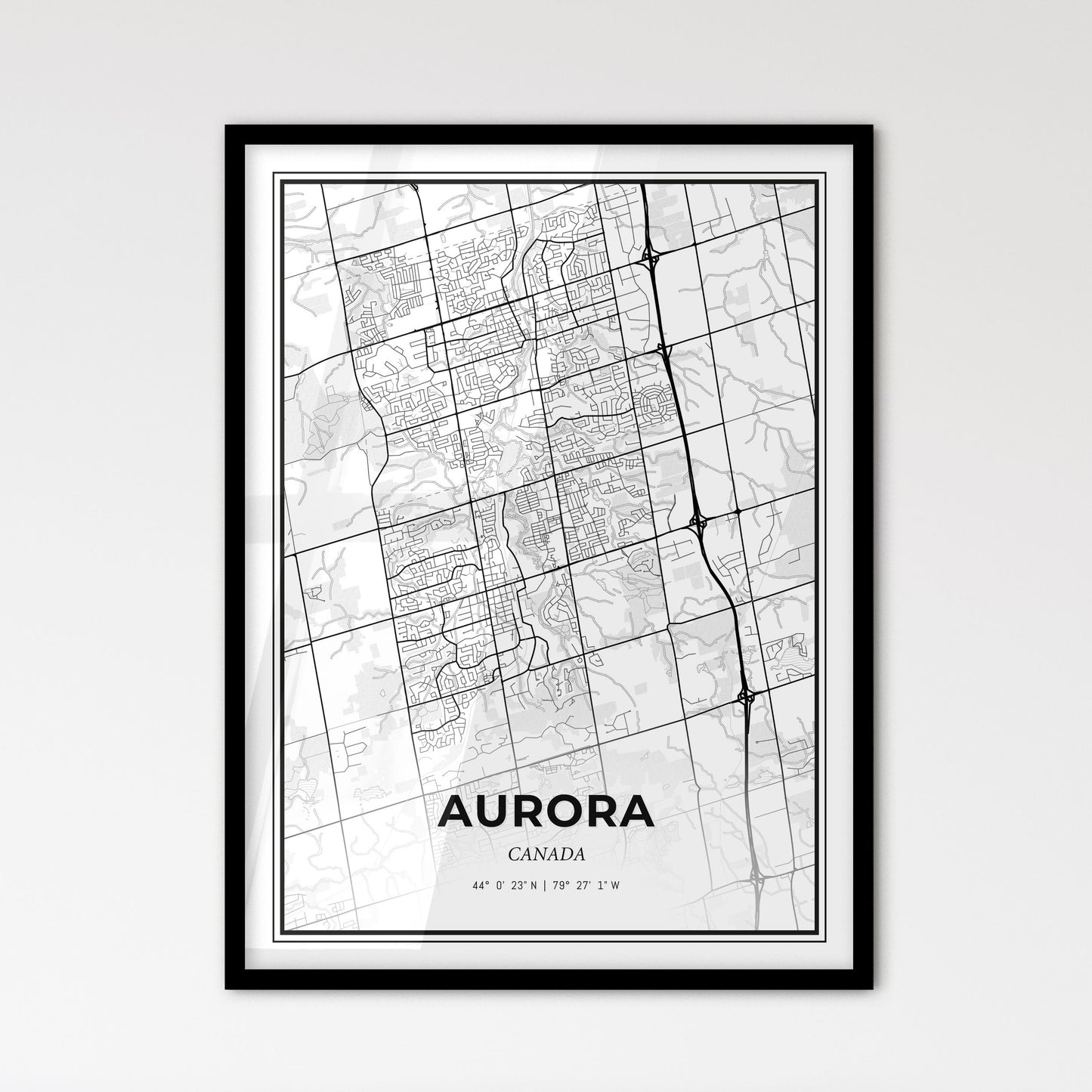 Aurora Canada - Scandinavian Style City Map for Modern Home Decor