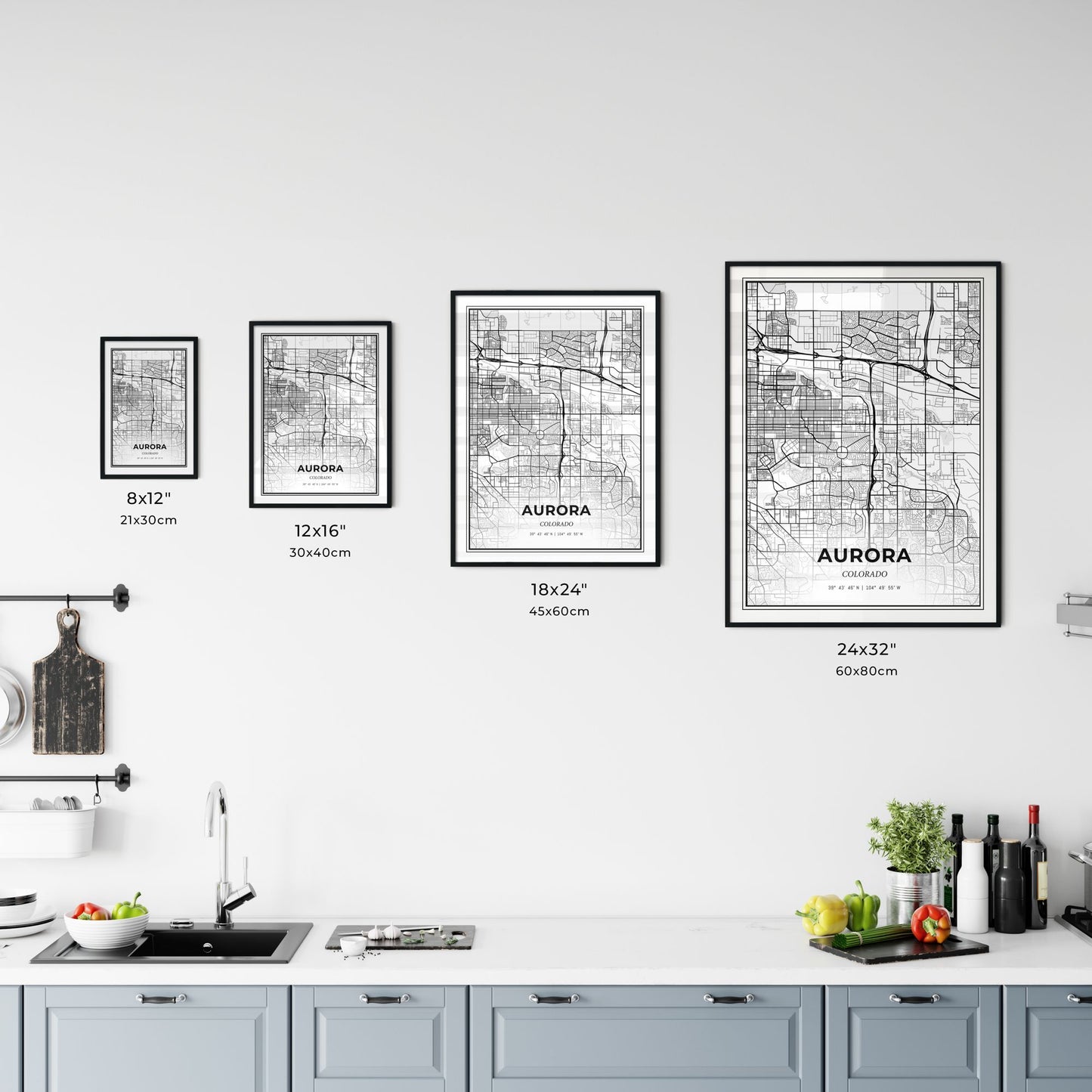 Aurora Colorado - Customizable Modern City Map