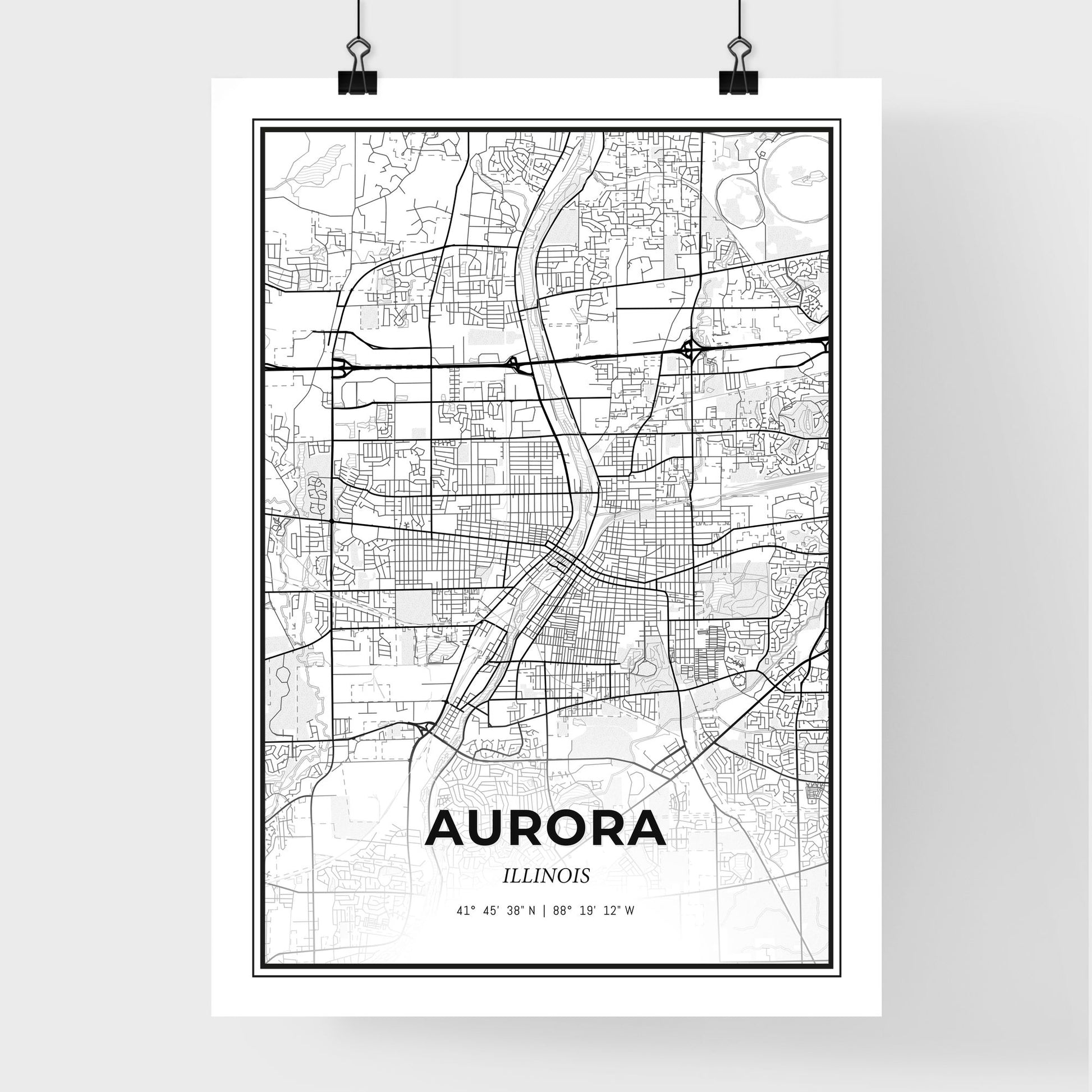 Aurora Illinois - Premium City Map Poster