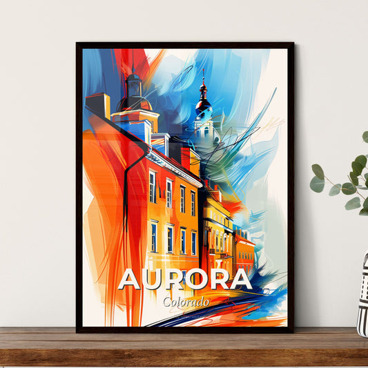 Vibrant Aurora, Colorado - A Painting Of Buildings And A Church