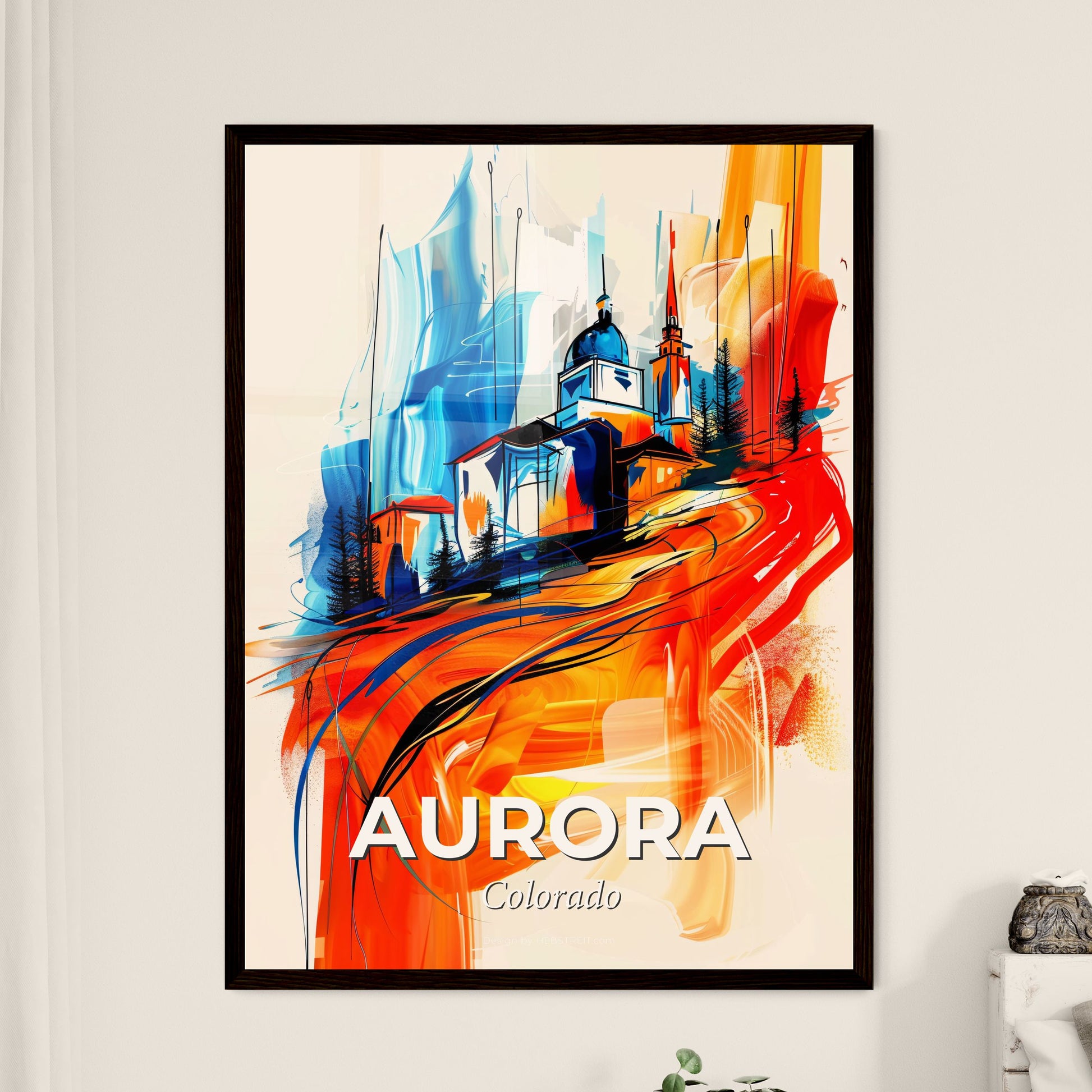 Vibrant Aurora, Colorado - A Painting Of A Building And Trees