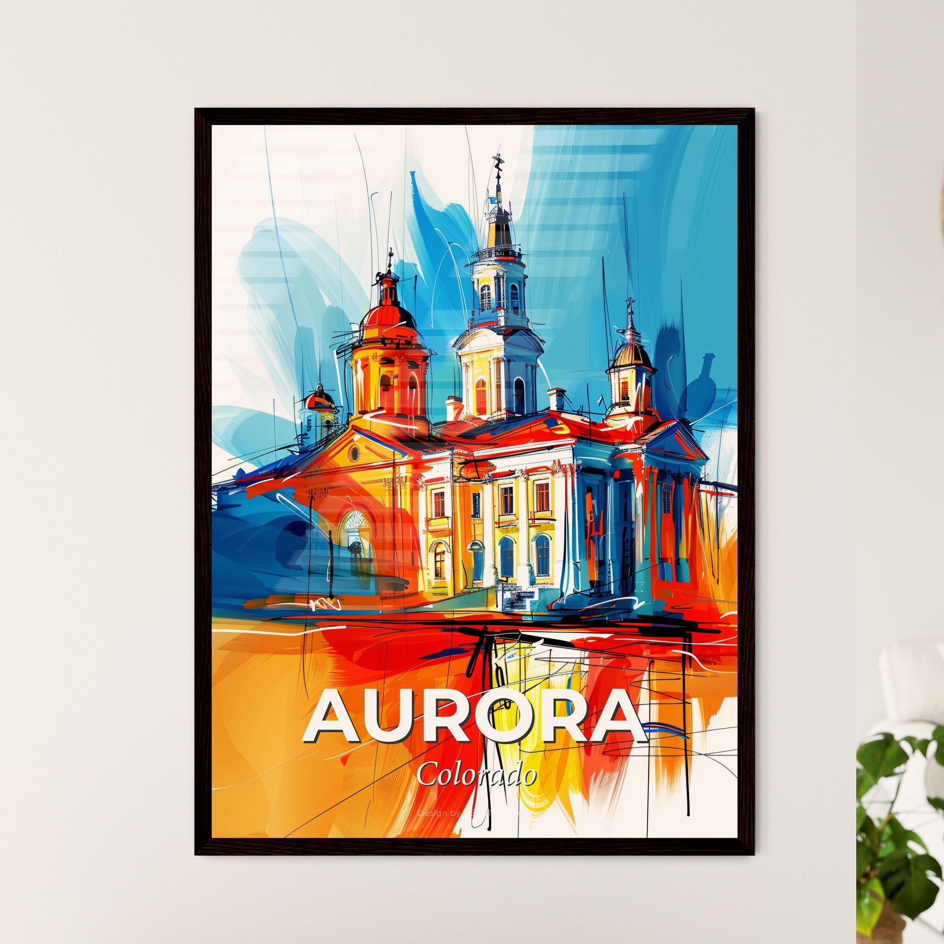 Vibrant Aurora, Colorado - A Painting Of A Building With Towers