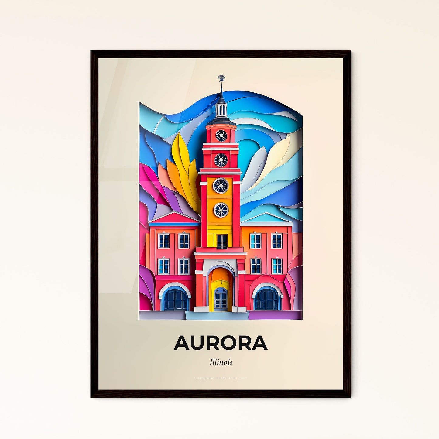 Vivid Aurora, Illinois - a colorful building with a clock tower on top