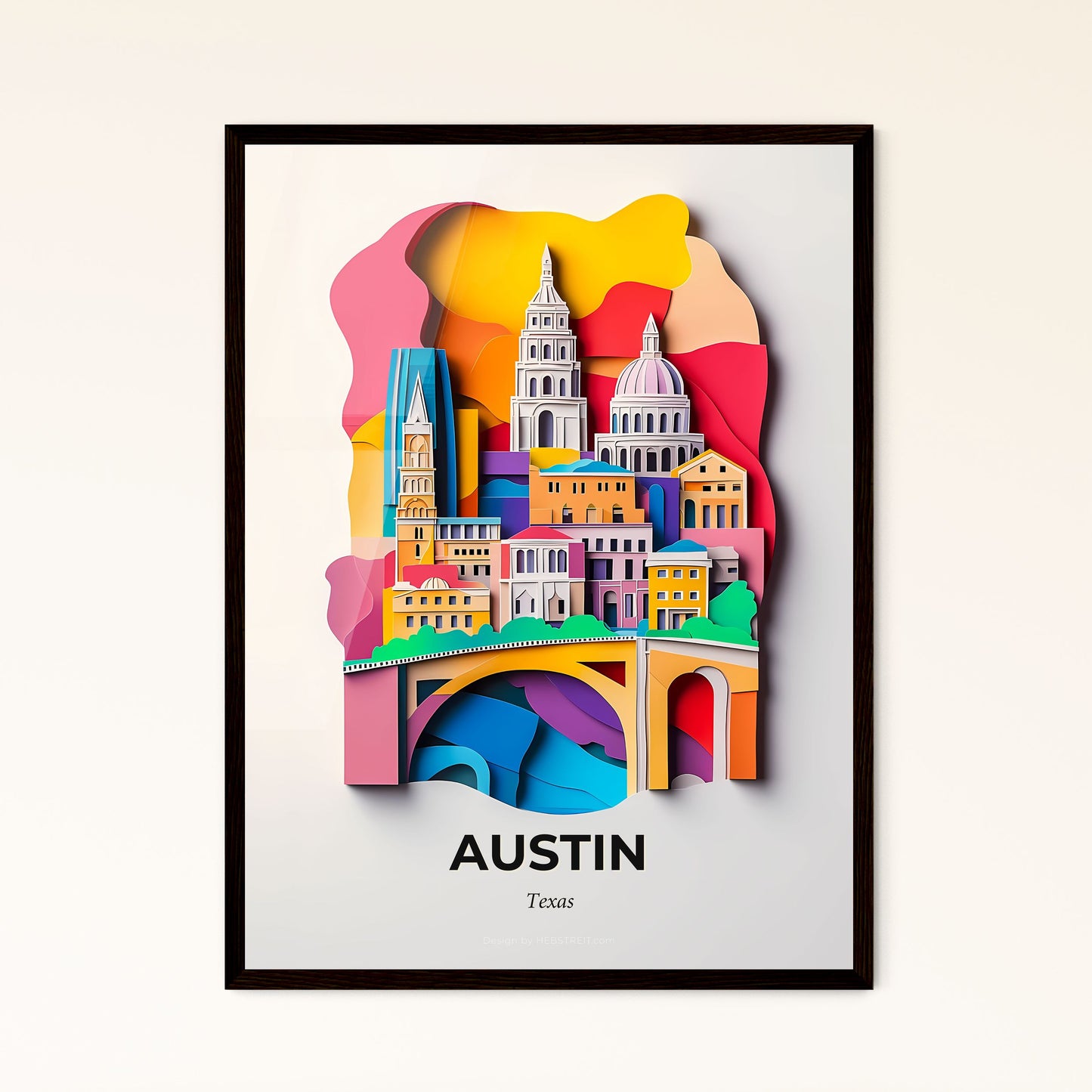 Vivid Austin, Texas - a paper cut of a city with a bridge