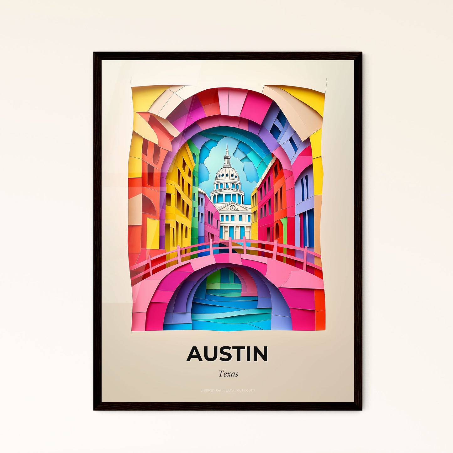 Vivid Austin, Texas - a colorful cityscape with a bridge and a building