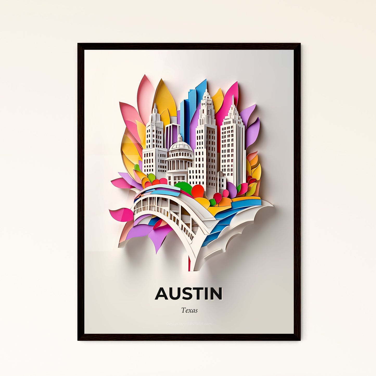 Vivid Austin, Texas - a paper cut of a city with a bridge