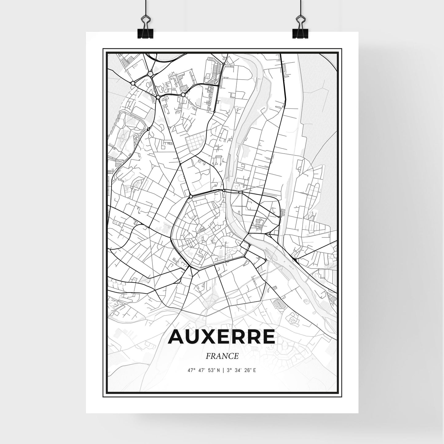 Auxerre France - Premium City Map Poster