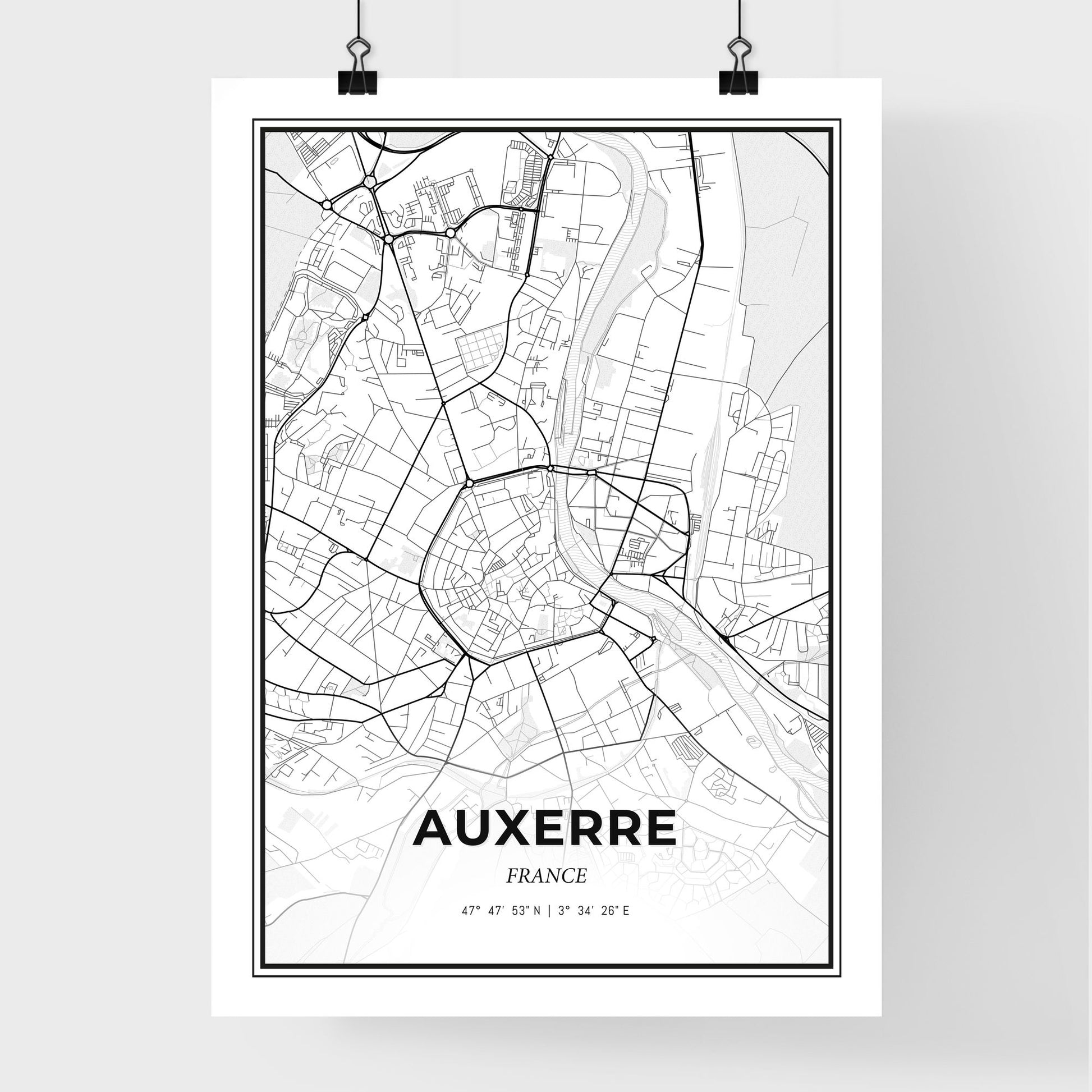 Auxerre France - Premium City Map Poster