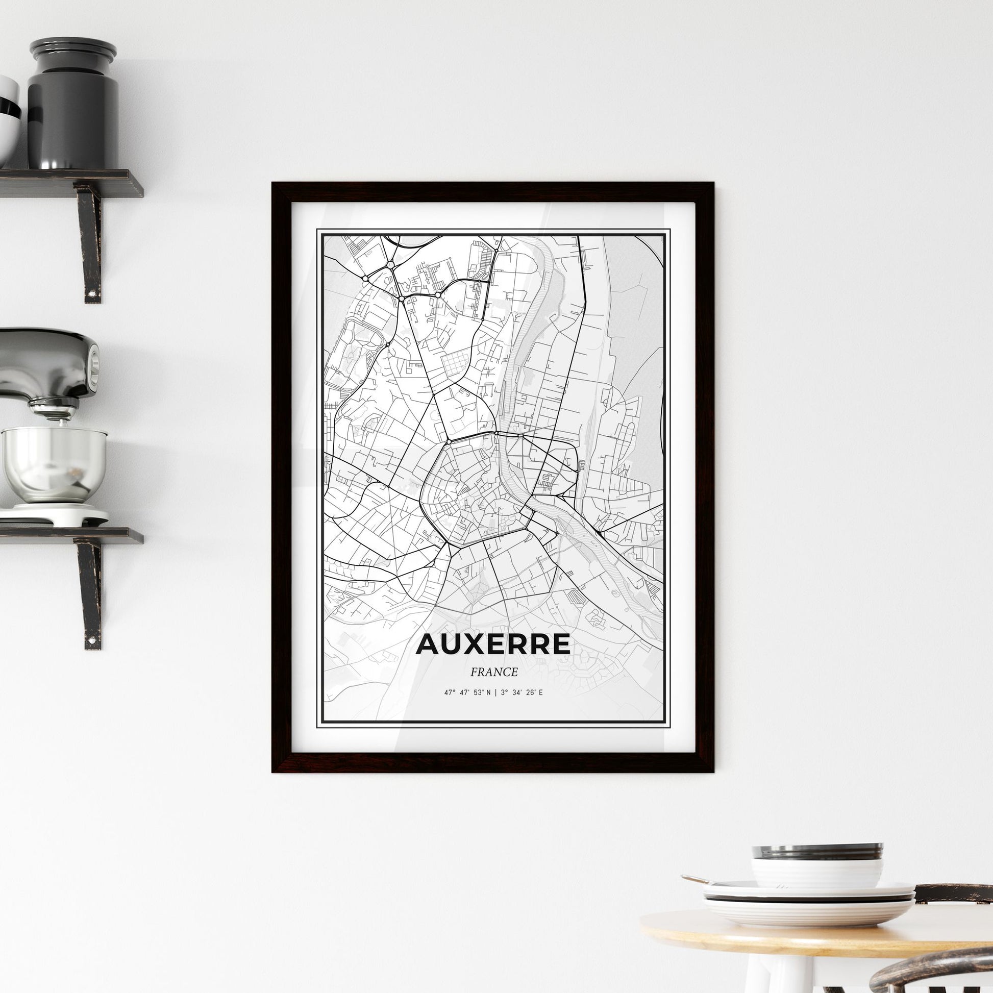 Auxerre France - Minimal City Map