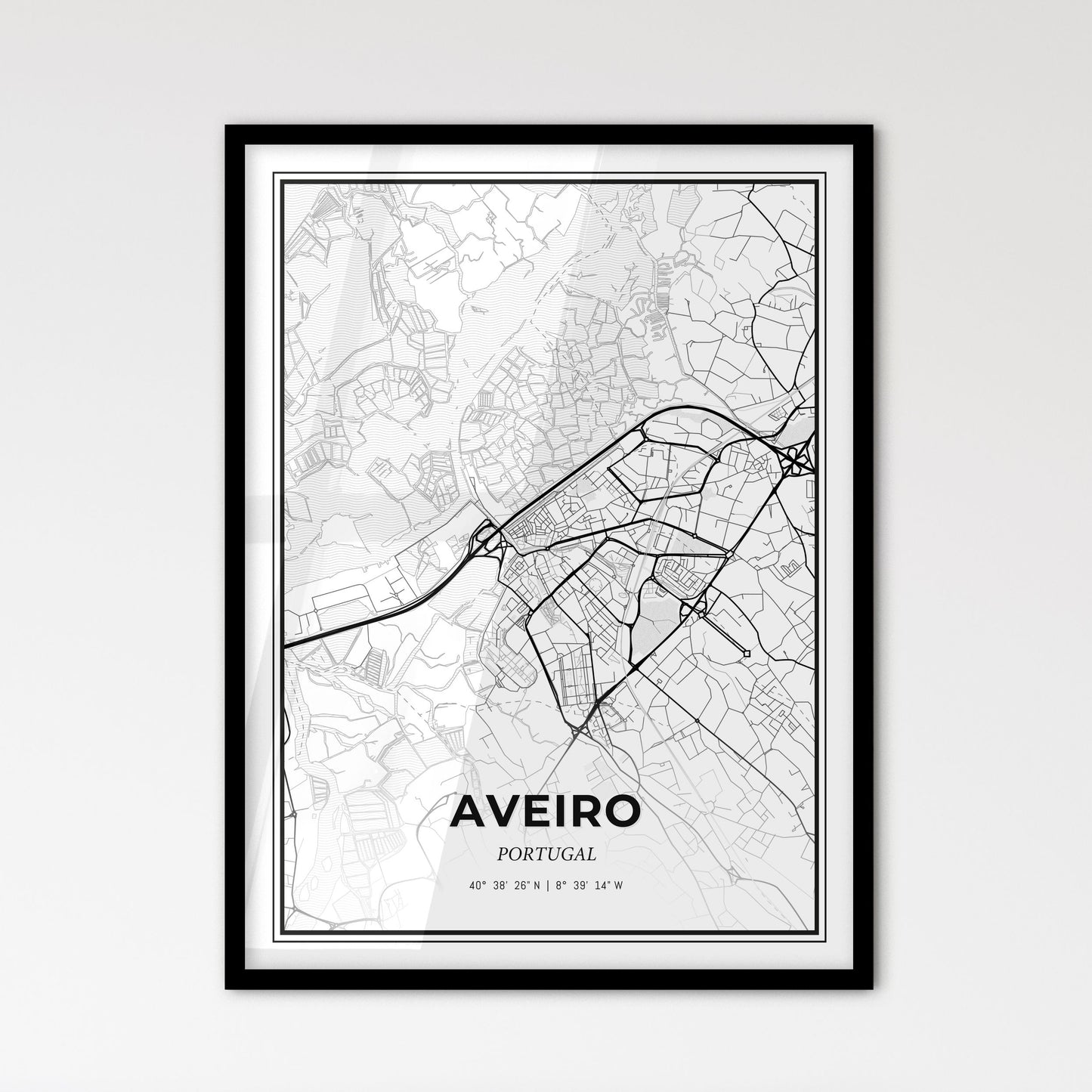 Aveiro Portugal - Scandinavian Style City Map for Modern Home Decor