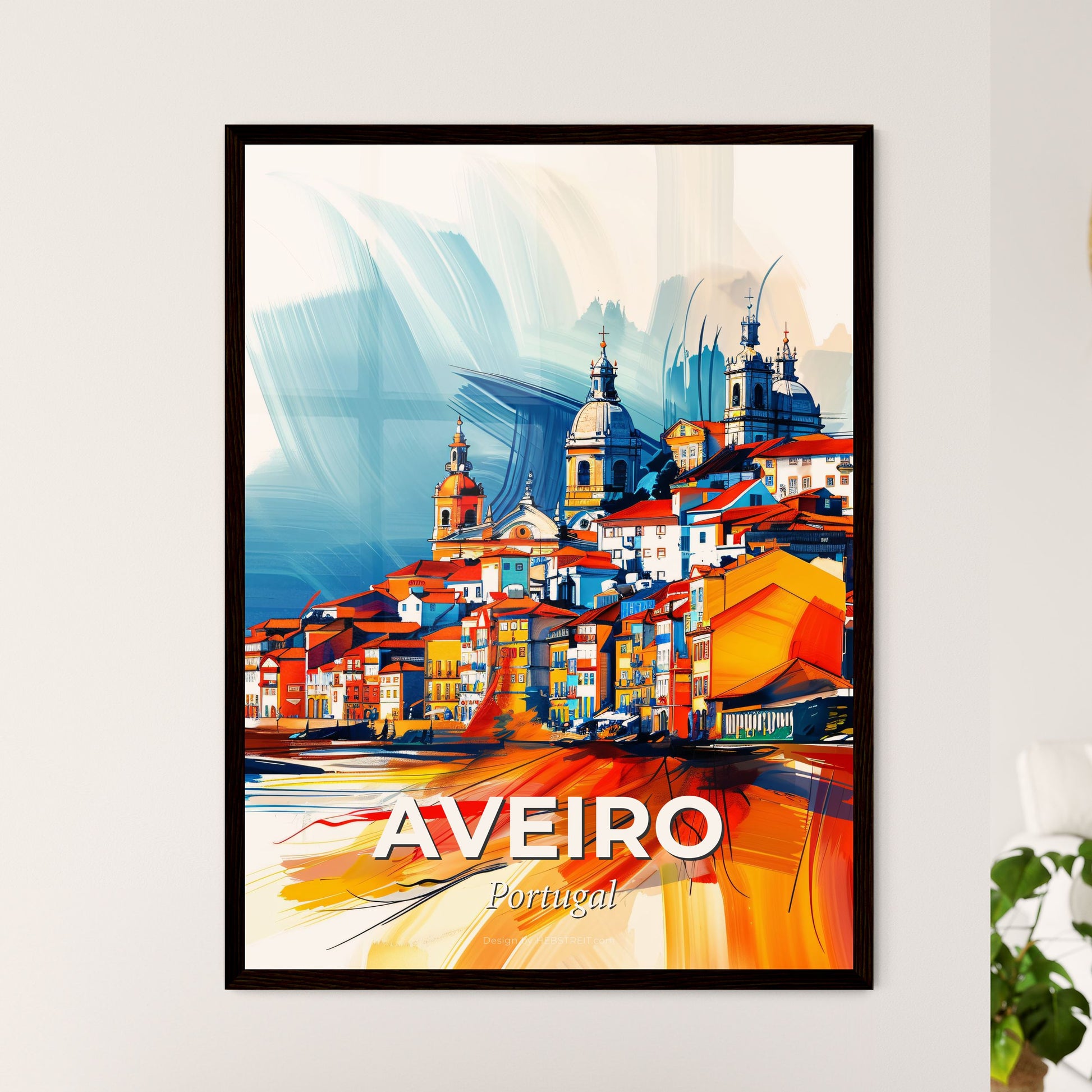 Vibrant Aveiro, Portugal - A Colorful Cityscape With Buildings And A White Background