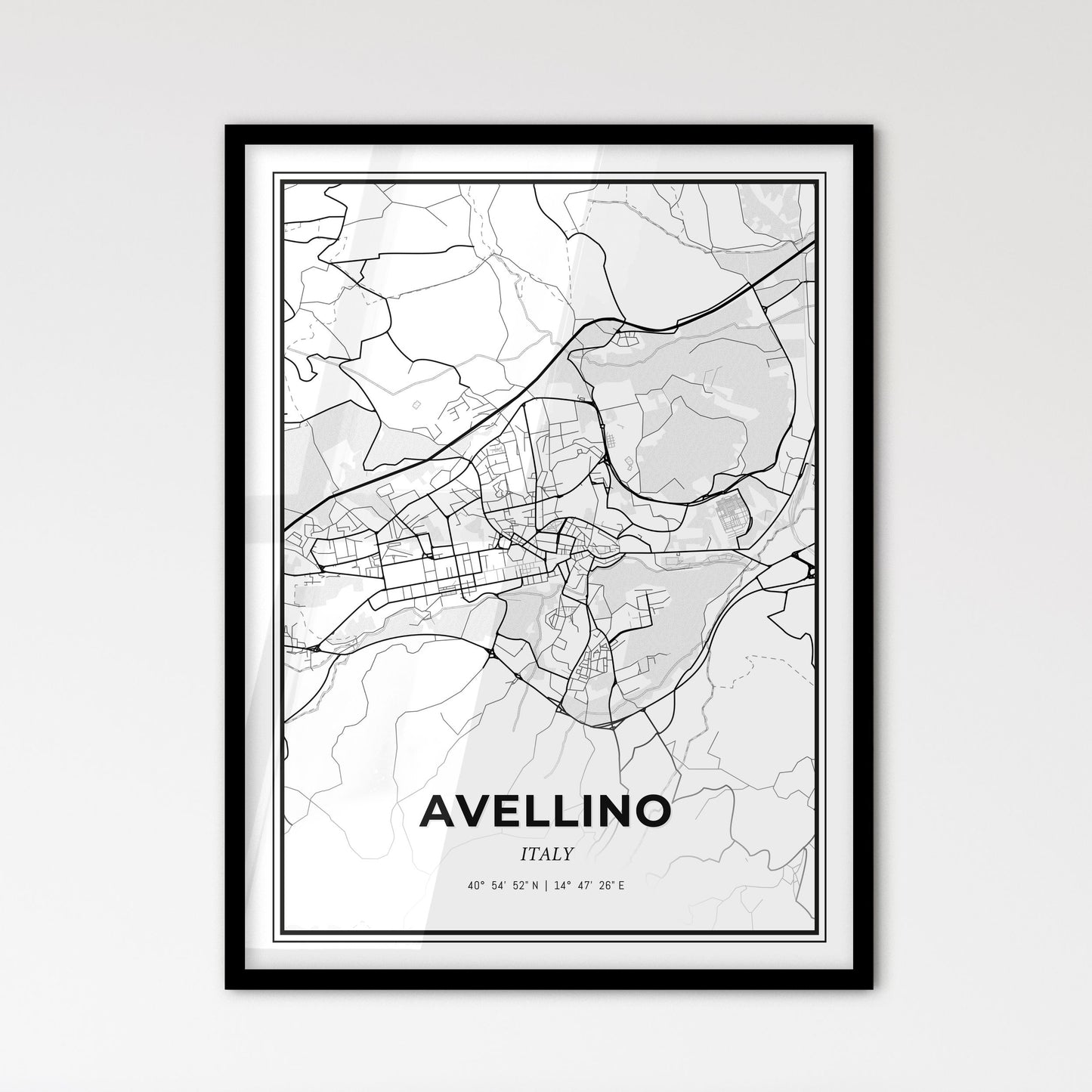 Avellino Italy - Scandinavian Style City Map for Modern Home Decor