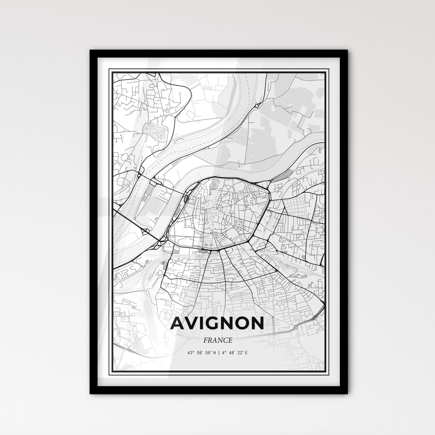 Avignon France - Scandinavian Style City Map for Modern Home Decor