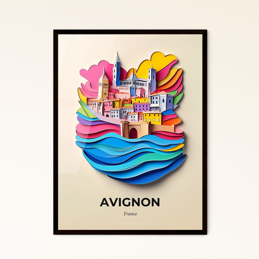 Vivid Avignon, France - a paper cut of a city on a wave