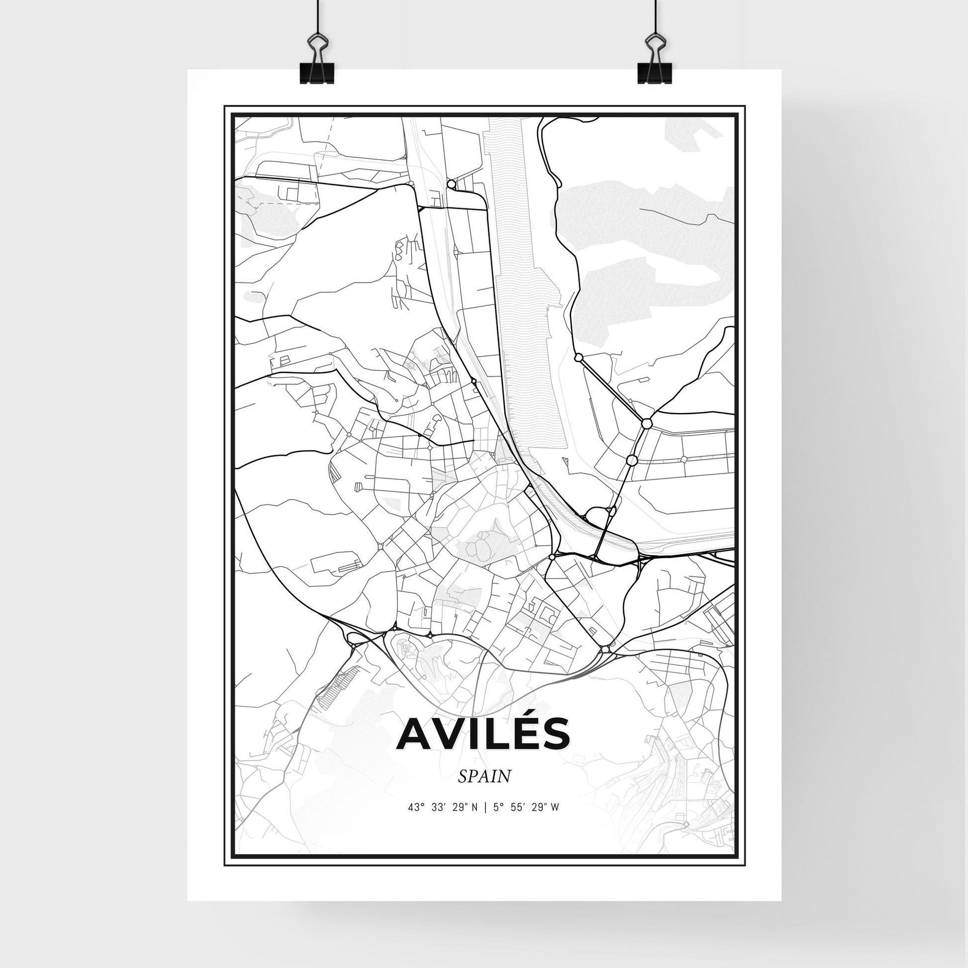 Avilés Spain - Premium City Map Poster