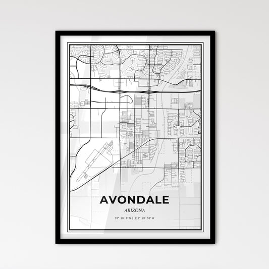 Avondale Arizona - Scandinavian Style City Map for Modern Home Decor