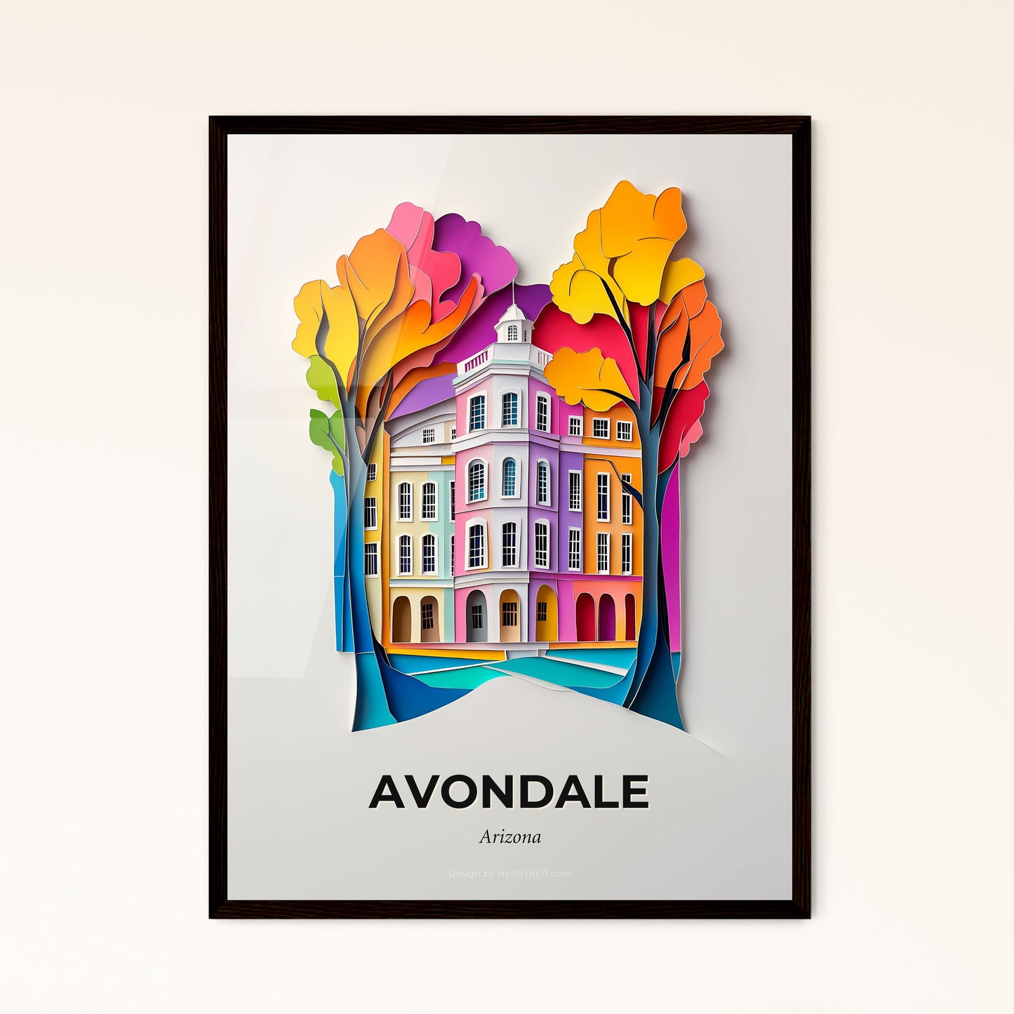 Vivid Avondale, Arizona - a paper cut of a building with trees